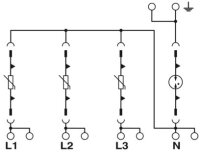 Svodič proudu blesku/svodič přepětí typ 1/2 VAL-MS-T1/T2 335/12.5/3+1-PT 1266415
