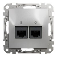 Sedna D/E Datová zásuvka 2xRJ45 kat. 6 UTP, Aluminium SCHNEIDER SDD113462