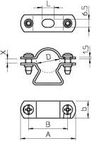 OBO 733 38 G Distanční příchytka s podélným otvorem 30-38mm Ocel galv. zinek