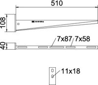 Nástěnný výložník OBO AW 15 51 FT 2L se 2 upevňovacími otvory B510mm Ocel