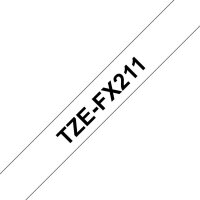 Páska BROTHER TZe-FX211,  bílá/černá, 6 mm,  s flexibilní páskou