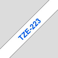 Páska BROTHER TZe-223, bílá/modrá (9mm, laminované)