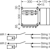Připojovací skříň FV 4x string, 2x vstup střídače se spínačem HENSEL MI PV 2242