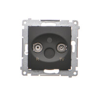 Zásuvka R-TV průběžná útlum R-TV 10 dB, černá matná KONTAKT SIMON DAP10.01/49