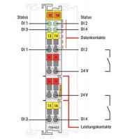4kanálový binární vstup DC 24V 0,2 ms světle šedá WAGO 750-433
