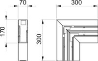 OBO GK-F70170GR Plochý roh pro kanál Rapid 80 70x170mm kamenná šeď