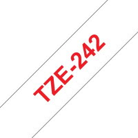 Páska BROTHER TZe-242, bílá/červená (18mm, laminované)