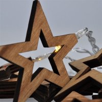 LED řetěz vánoční hvězdy dřevěné, 10LED řetěz, 1m, 2xAA, IP20 SOLIGHT 1V205