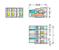 Pružinová svorka CAGE CLAMP 2,5mm2 světle šedá 2pól. WAGO 721-202/026-047