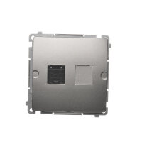 Jednonásobná počítačová zásuvka RJ45 kat. 6, s protiprachovou clonou, Satén