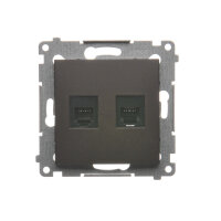 Telefonní zásuvka RJ12 dvojnonásobná, hnědá matná metalizované DT2.01/46