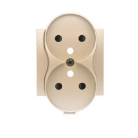 Krytka zásuvky 2P+T dvojité - pro rámečky PREMIUM zlatá matná, metalizovaná