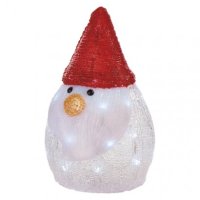 Vánoční LED sněhulák, 30cm, 3x AA, studená bílá, časovač