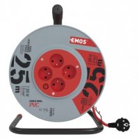 Prodlužovací kabel na bubnu 25 m 4 zásuvky červený PVC 230 V 1mm2 EMOS P194252