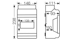 KV 90-Jističová skříň polykarbonát 6 modulů (6x18 mm), IP65 HENSEL KV PC 6106