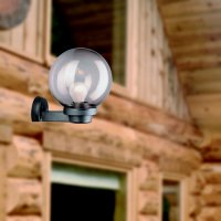 Nástěnné svítidlo Globes 200 nástěnník černá s kouřovým difuzorem 60W IP43 E27