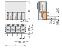 Konektor s pájecími piny THT pájecí kontakt 1,0x1,2 mm úhlové světle šedá 3pól.