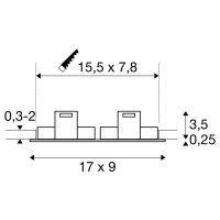 NEW TRIA 155, podhledový kroužek, D: 17 Š: 9 V: 4 cm, dvousvítidlo, IP 20, černý