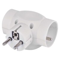 Rozbočovací zásuvka 3×, kulatá, bílá EMOS P0024FR