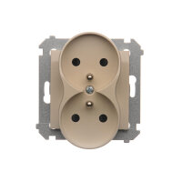 dvojitá silová zásuvka s uzemněním a clonkami - pro rámečky PREMIUM krémová
