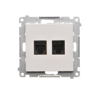 Zásuvka telefonní RJ12, 2 násobná (přístroj s krytem) světle šedá matná