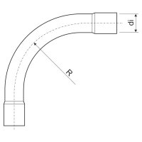 Koleno 90° pro hliníkové elektroinstalační trubky bez závitu EN pr. 63 mm.