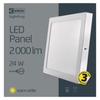 LED přisazené svítidlo PROFI, čtvercové, bílé, 24W teplá bílá EMOS ZM6151