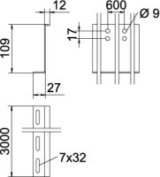 OBO TSG110Z BKRS FS Přepážka 110x2x3000 Ocel pásově zinkováno DIN EN 10346