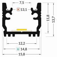 AL profil FKU48 K/U pro LED, bez plexi, 1 m, elox FK TECHNICS 4738448