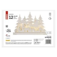 LED dekorace dřevěná vánoční vesnička 31 cm 2x AA vnitřní teplá bílá časovač