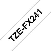 Páska BROTHER TZe-FX241,  bílá/černá, 18 mm,  s flexibilní páskou