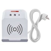 Prodlužovací kabel kostka 2 m 2 zásuvky bílý 2×USB-A 1×USB-C+Qi 1,5 mm2 P0212CQ