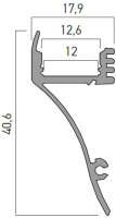 PRF100 WALL MOUTING AL. PROFILE 2 m, for