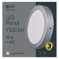 LED přisazené svítidlo PROFI, kruhové, stříbrné, 18W neutrální bílá EMOS ZM5242