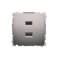 Dvojitá USB nabíječka 2.1 A, 5V DC, 230V, Inox KONTAKT SIMON BMC2USB.01/21