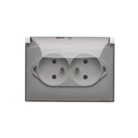 Dvojitá kompaktní zásuvka s uzemněním IP44 - průhledná klapka bílá ACGZ2/11A