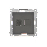 Zásuvka telefonní RJ12, 1 násobná (přístroj s krytem) černá matná   TF1.01/149