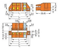 Pružinová svorka CAGE CLAMP 2,5mm2 oranžová 10pól. WAGO 231-710/027-000