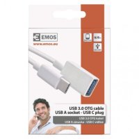 Datový OTG kabel USB-A 3.0 /USB-C 3.0  s funkcí redukce, 15 cm, bílý EMOS SM7054