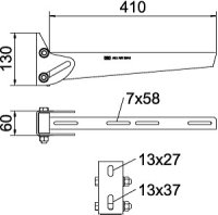 OBO AWV 41 FT Nástěnný výložník variabilní se základovou deskou B410mm Ocel