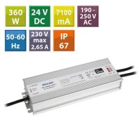 Napájecí zdroj 360W, DC24V/15A, IP67, hliníkové provedení MCLED ML-732.098.45.1
