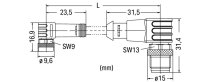 Kabel pro senzor/akční člen, Zásuvka M8,  úhlová, Zástrčka M12A,  úhlová 4pól.