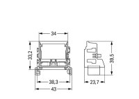 Upevňovací adaptéry, pro 10vodičové konektory, Řada 221  4 mm2, Modrá