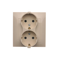 Zásuvka dvojnásobná typu Schuko s clonkami 16A, 250V~, krémová DGSz2Z/41