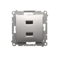Nabíječka 2x USB 2,1A, stříbrná matná metalizované KONTAKT SIMON DC2USB.01/43