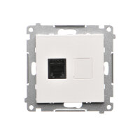 Zásuvka telefonní RJ12, 1 násobná (přístroj s krytem) bílá matná   TF1.01/111