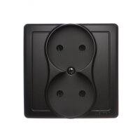 Dvojitá kolíková zásuvka bez uzemnění černá matná 16A :3015 BMG2/49
