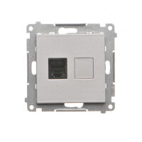 Zásuvka telefonní RJ12, 1 násobná (přístroj s krytem) hliníková matná