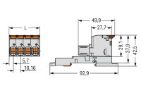 Pružinová svorka Páčka CAGE CLAMP sv.šedá 16mm2 2pól. WAGO 832-1102/306-000