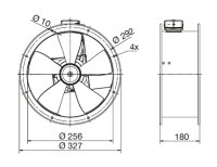 TXBR 250 Ecowatt IP44 úsporný potrubní axiální ventilátor ELEKTRODESIGN 8345704